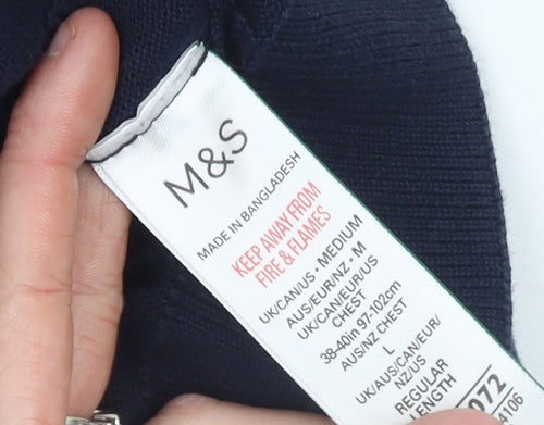 Marks and Spencer Men's Blue Cotton Short Sleeve Polo Shirt M