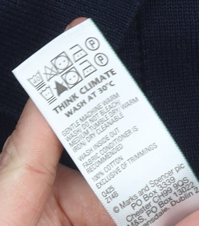 Marks and Spencer Men's Blue Cotton Short Sleeve Polo Shirt M