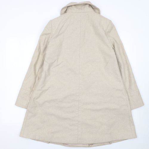Monsoon Women's Beige Wool Blend Pea Coat Size 10 Mid-Length
