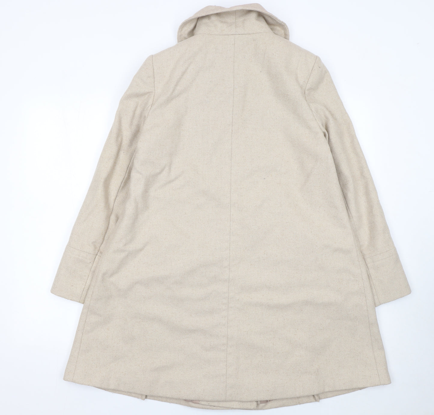 Monsoon Women's Beige Wool Blend Pea Coat Size 10 Mid-Length