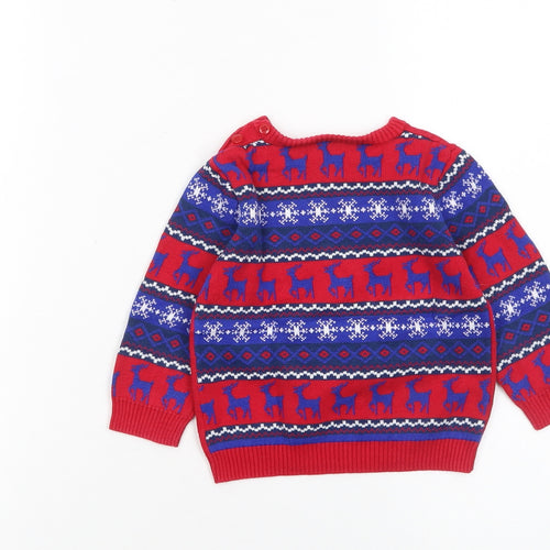Mini Club Unisex Baby Red Christmas Reindeer Knit Jumper 9-12 Months