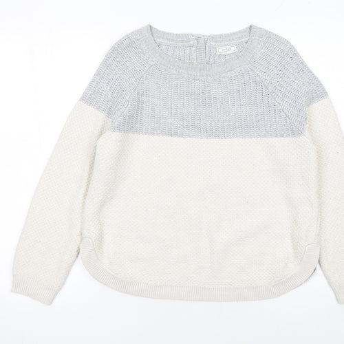 Fat Face Womens Grey Cream Pullover Jumper UK 12 Acrylic Viscose Knit