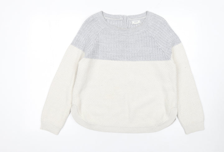 Fat Face Womens Grey Cream Pullover Jumper UK 12 Acrylic Viscose Knit