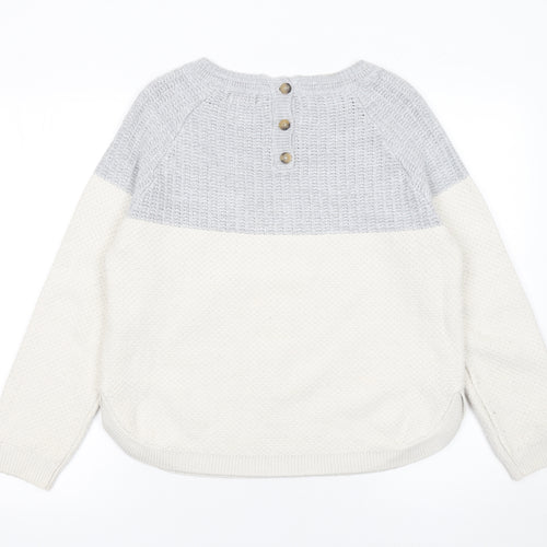 Fat Face Womens Grey Cream Pullover Jumper UK 12 Acrylic Viscose Knit