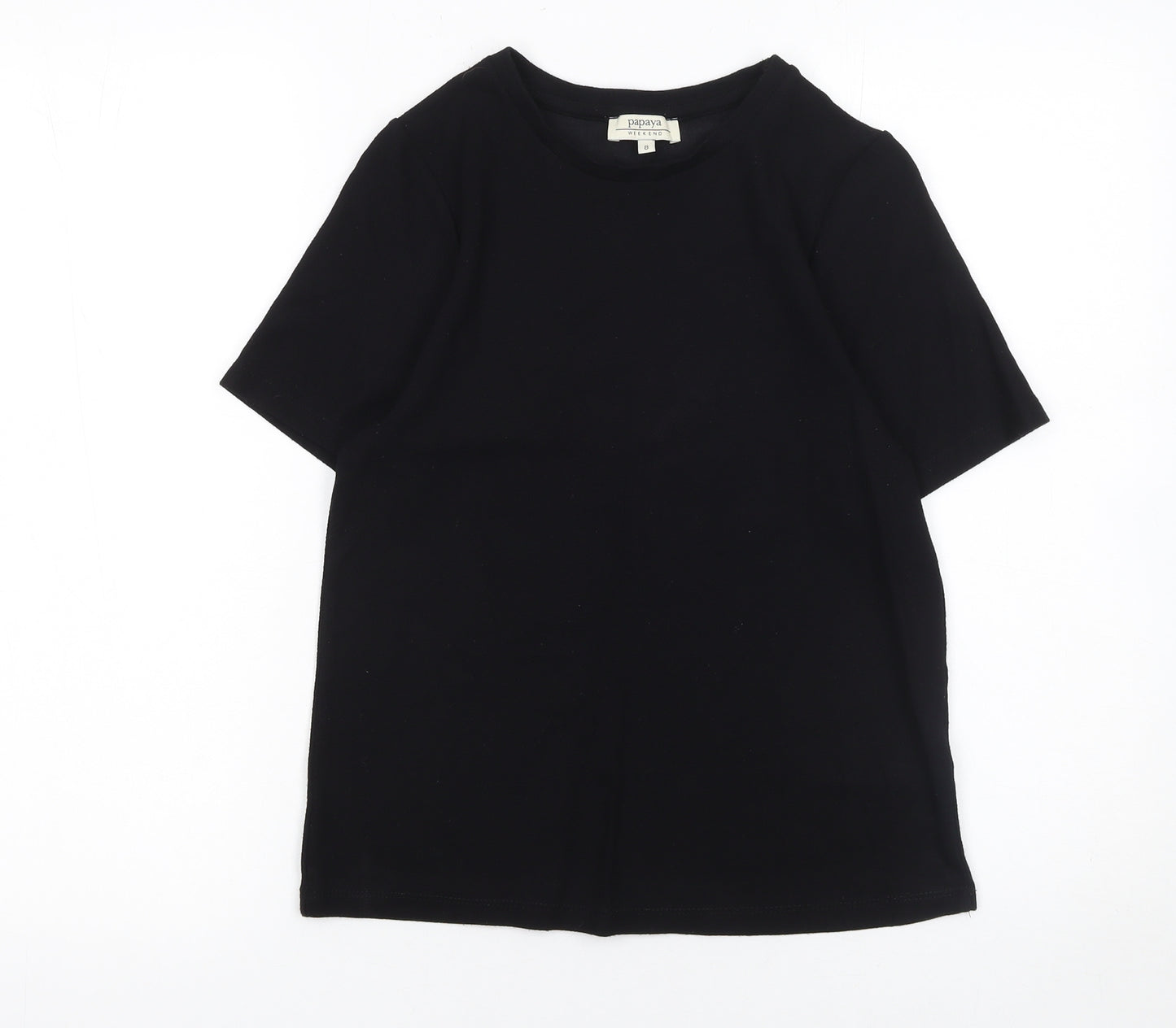 Papaya Women’s Black Short Sleeve Basic T-Shirt UK 8
