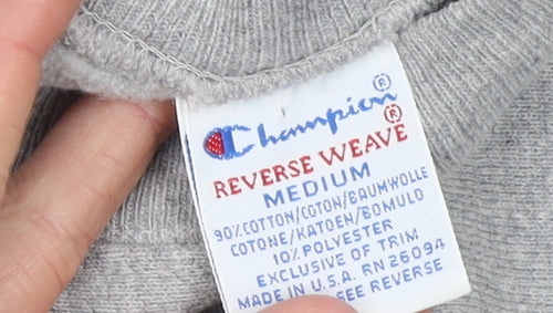 Champion Womens Grey Reverse Weave Sweatshirt Medium Cotton Blend