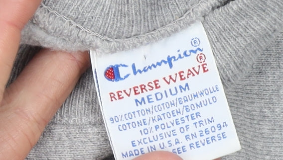 Champion Womens Grey Reverse Weave Sweatshirt Medium Cotton Blend