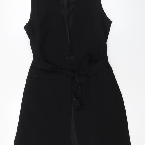 Topshop Women's Black Sleeveless Belted Suit Waistcoat UK 10 Classic Fit