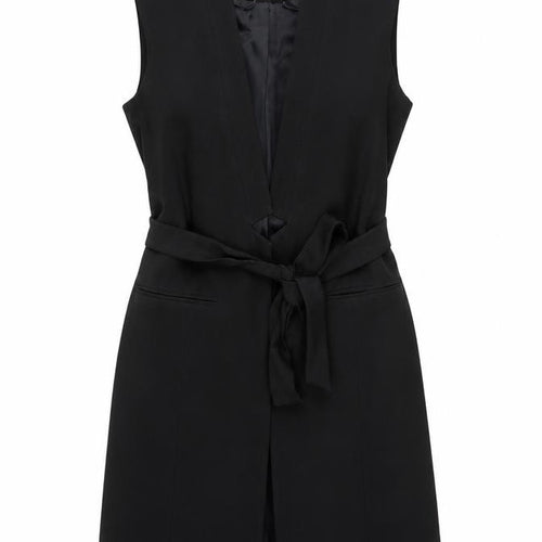 Topshop Women's Black Sleeveless Belted Suit Waistcoat UK 10 Classic Fit