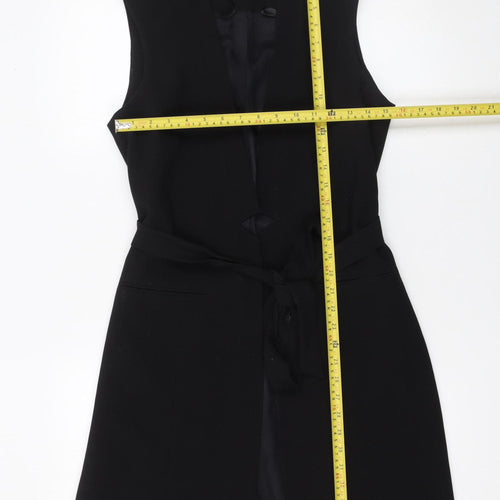 Topshop Women's Black Sleeveless Belted Suit Waistcoat UK 10 Classic Fit