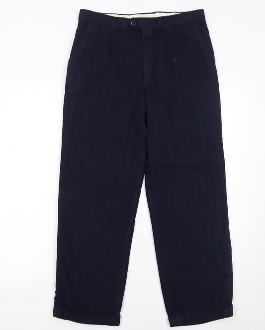 Jaeger Womens Blue Wool Pinstripe Dress Pants Size 20