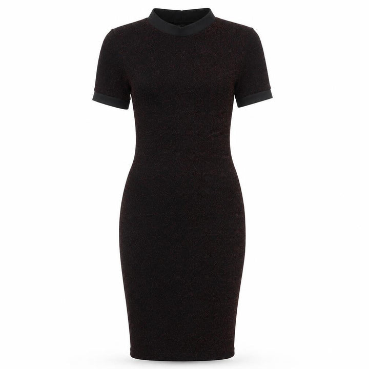Missguided Women’s Black Metallic Bodycon Dress Size 8 Short Sleeve