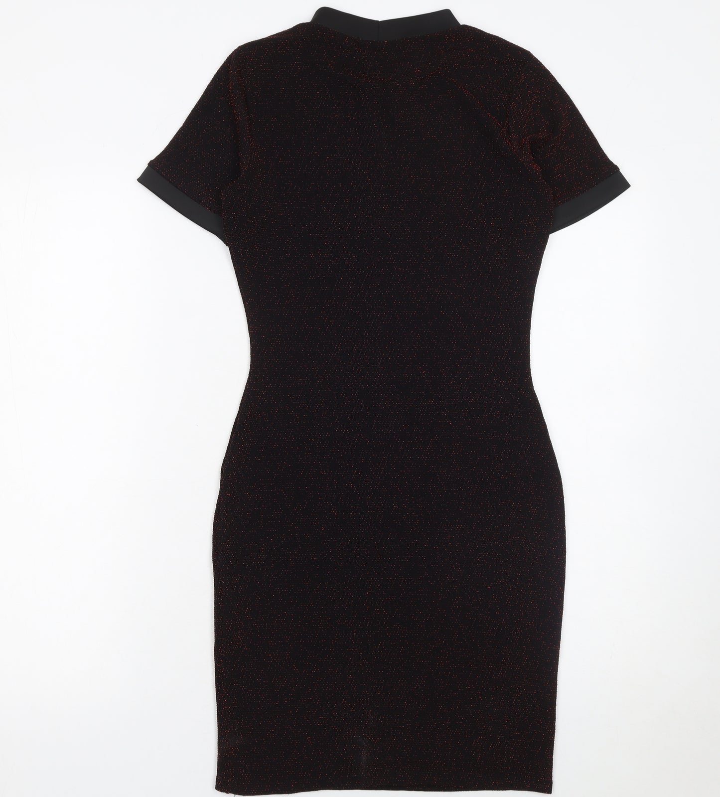 Missguided Women’s Black Metallic Bodycon Dress Size 8 Short Sleeve