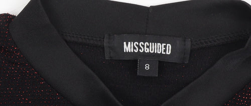 Missguided Women’s Black Metallic Bodycon Dress Size 8 Short Sleeve