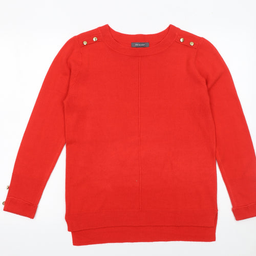 Primark Women’s Red Crew Neck Button Detail Jumper Size 10
