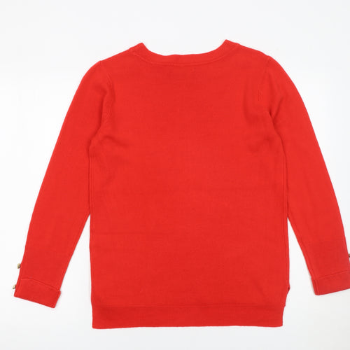 Primark Women’s Red Crew Neck Button Detail Jumper Size 10