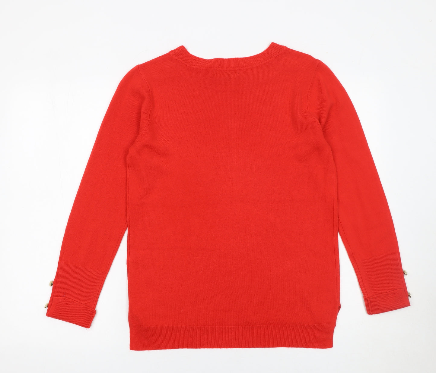 Primark Women’s Red Crew Neck Button Detail Jumper Size 10