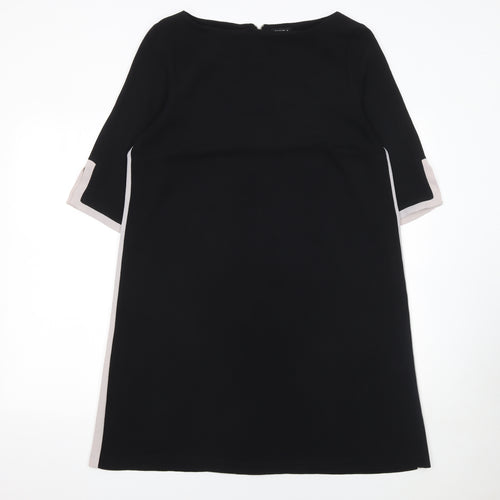 Roman Women Black Size 14 Shift Dress 3/4 Sleeve Zip Back