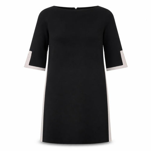 Roman Women Black Size 14 Shift Dress 3/4 Sleeve Zip Back
