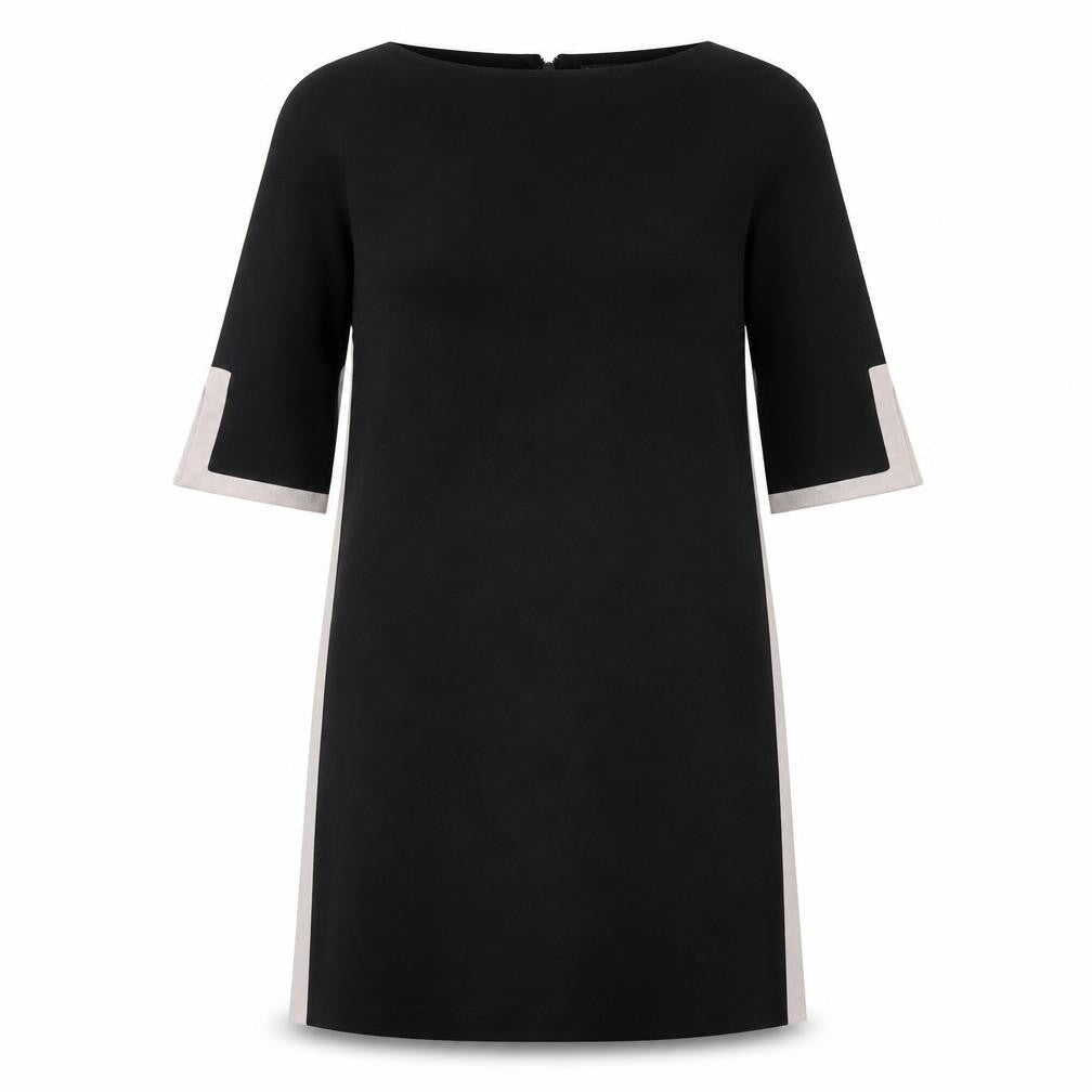 Roman Women Black Size 14 Shift Dress 3/4 Sleeve Zip Back