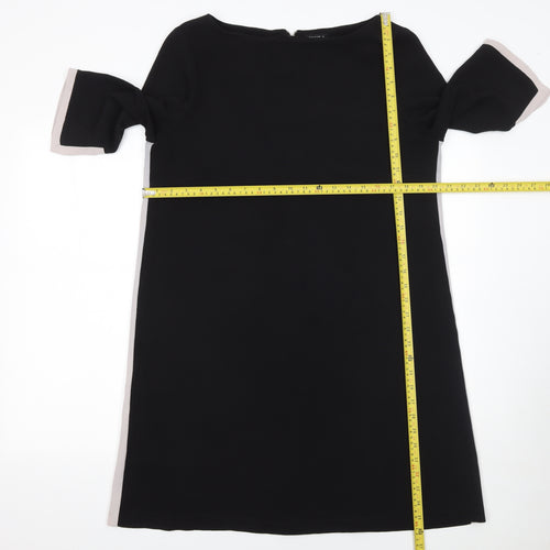 Roman Women Black Size 14 Shift Dress 3/4 Sleeve Zip Back