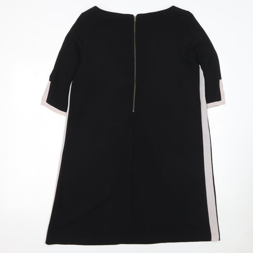 Roman Women Black Size 14 Shift Dress 3/4 Sleeve Zip Back