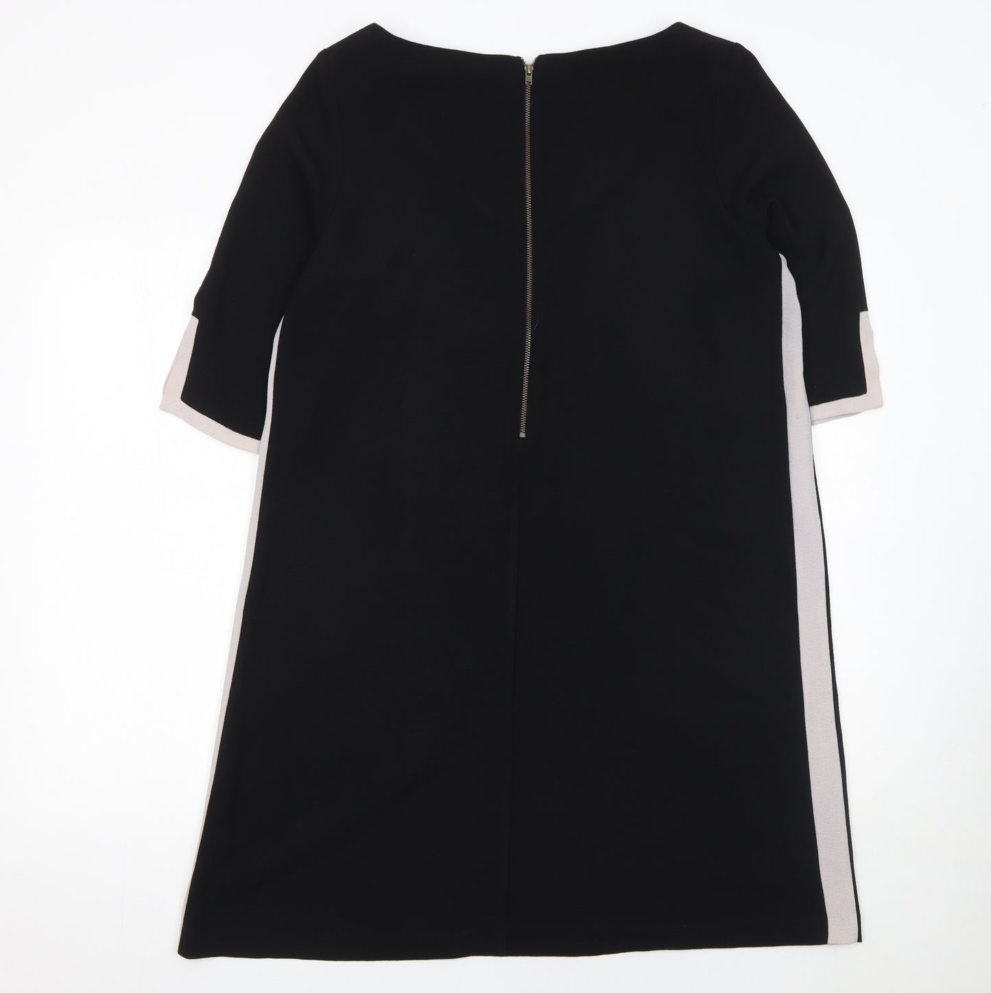 Roman Women Black Size 14 Shift Dress 3/4 Sleeve Zip Back