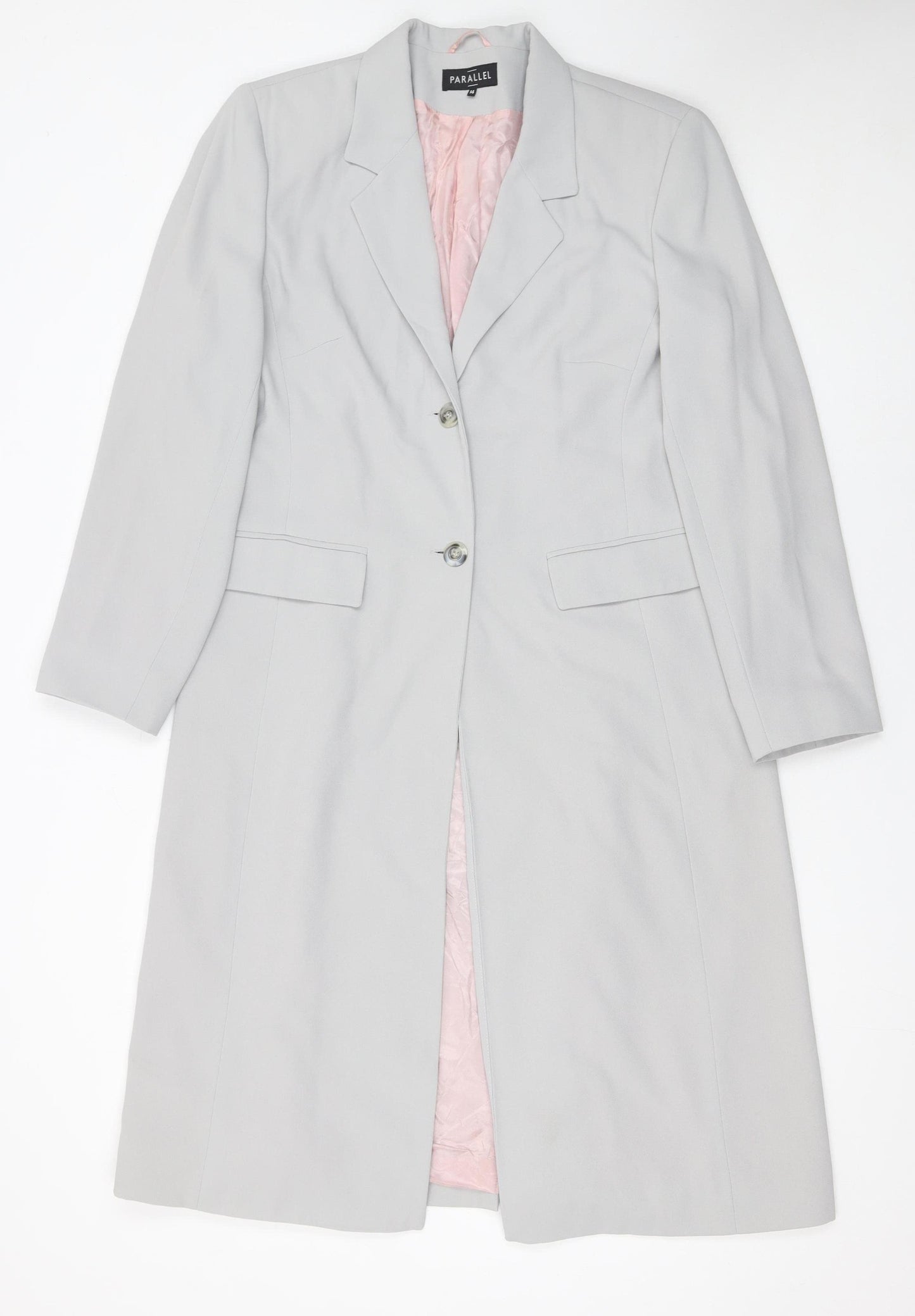 Parallel Women’s Grey Single-Breasted Mid-Length Suit Jacket Size 14