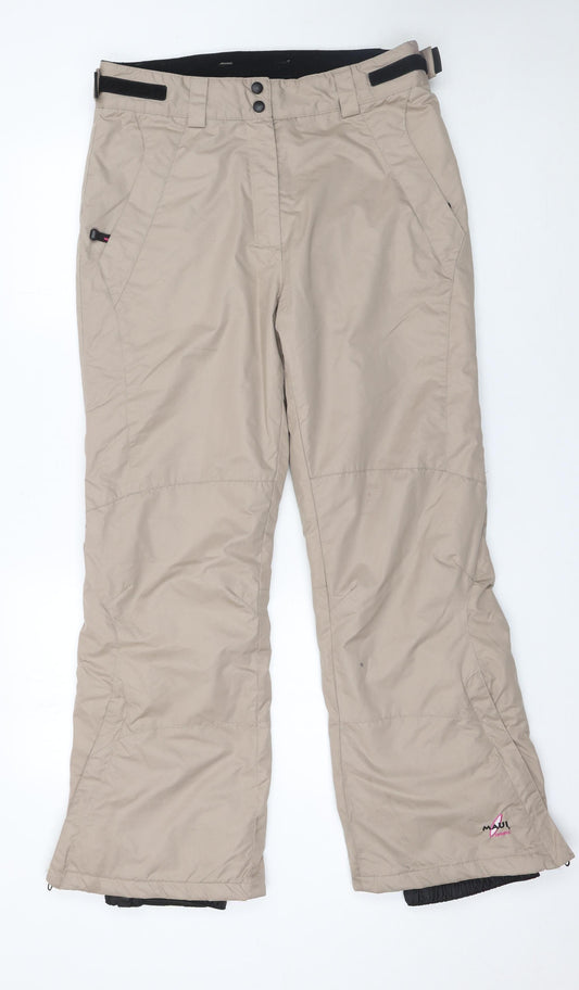 Maui Sports Women's Beige L Snow Pants Waterproof Ski Trousers
