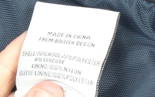 Superdry Men's Grey Wool Blend Hooded Overcoat Size L