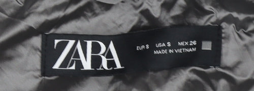 Zara Women Grey Cropped Puffer Jacket Hooded Size S