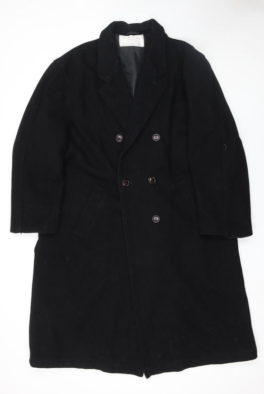 Learoyd & Calverley Women's Black Wool Overcoat Size 16 Classic Lined