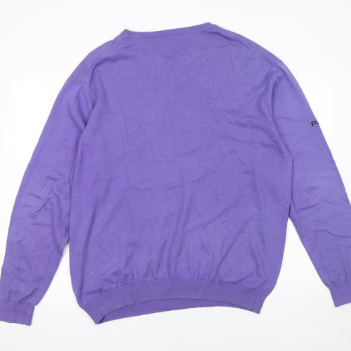 PING Men's Purple V-Neck Cotton Blend Golf Jumper L