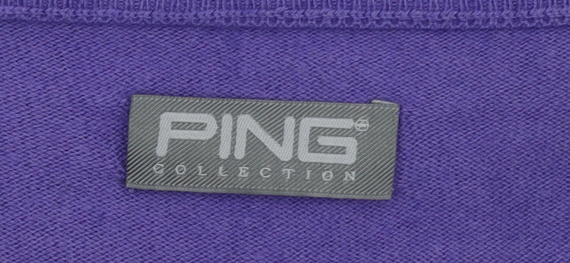 PING Men's Purple V-Neck Cotton Blend Golf Jumper L
