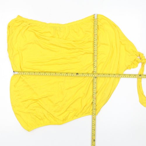 French Connection Women's Yellow Off Shoulder Jersey Blouse Size S