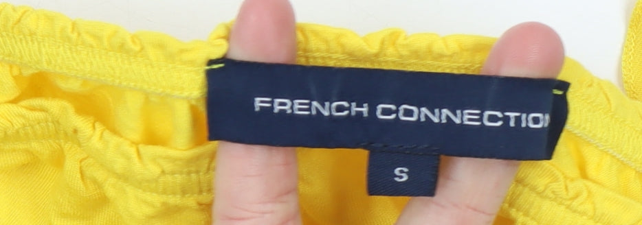 French Connection Women's Yellow Off Shoulder Jersey Blouse Size S