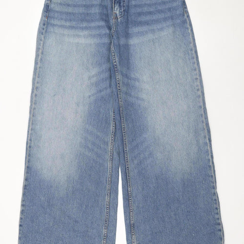 Bershka Men's Blue Wide-Leg Relaxed Fit Jeans Size L