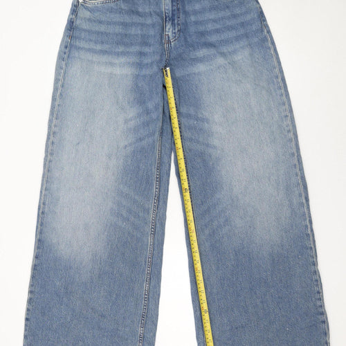 Bershka Men's Blue Wide-Leg Relaxed Fit Jeans Size L