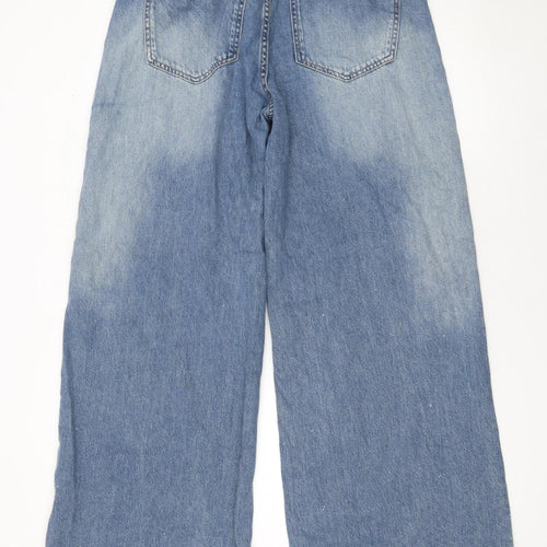 Bershka Men's Blue Wide-Leg Relaxed Fit Jeans Size L