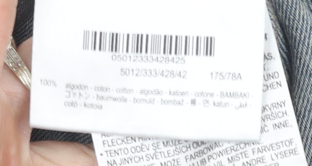 Bershka Men's Blue Wide-Leg Relaxed Fit Jeans Size L