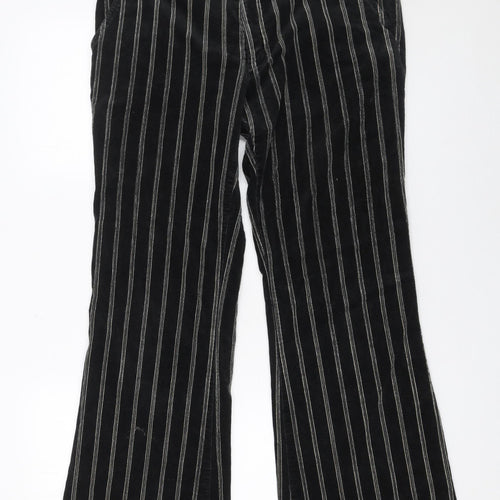 Mexx Women’s Black Striped Corduroy Trousers Size 16 Straight Leg