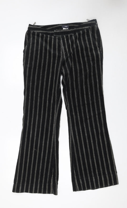Mexx Women’s Black Striped Corduroy Trousers Size 16 Straight Leg