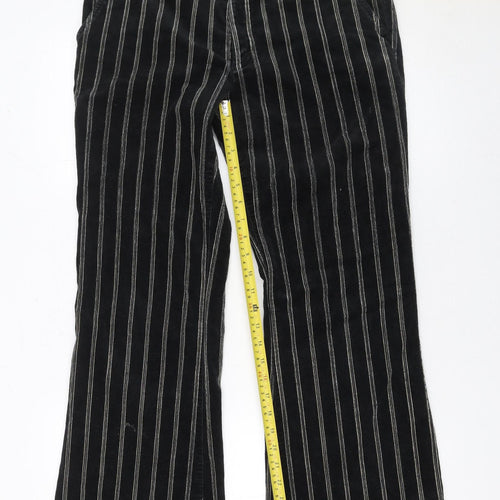 Mexx Women’s Black Striped Corduroy Trousers Size 16 Straight Leg
