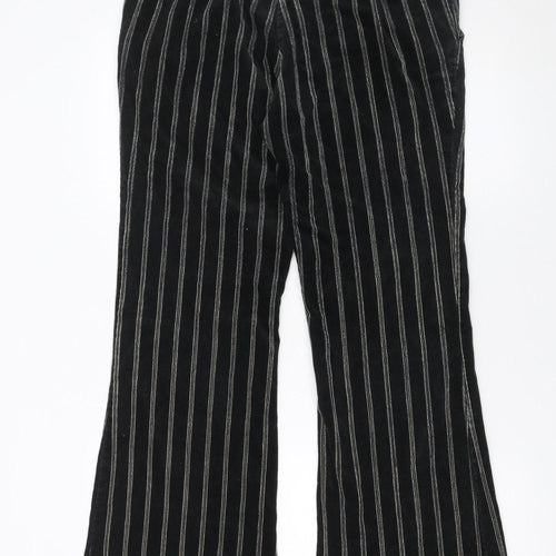 Mexx Women’s Black Striped Corduroy Trousers Size 16 Straight Leg