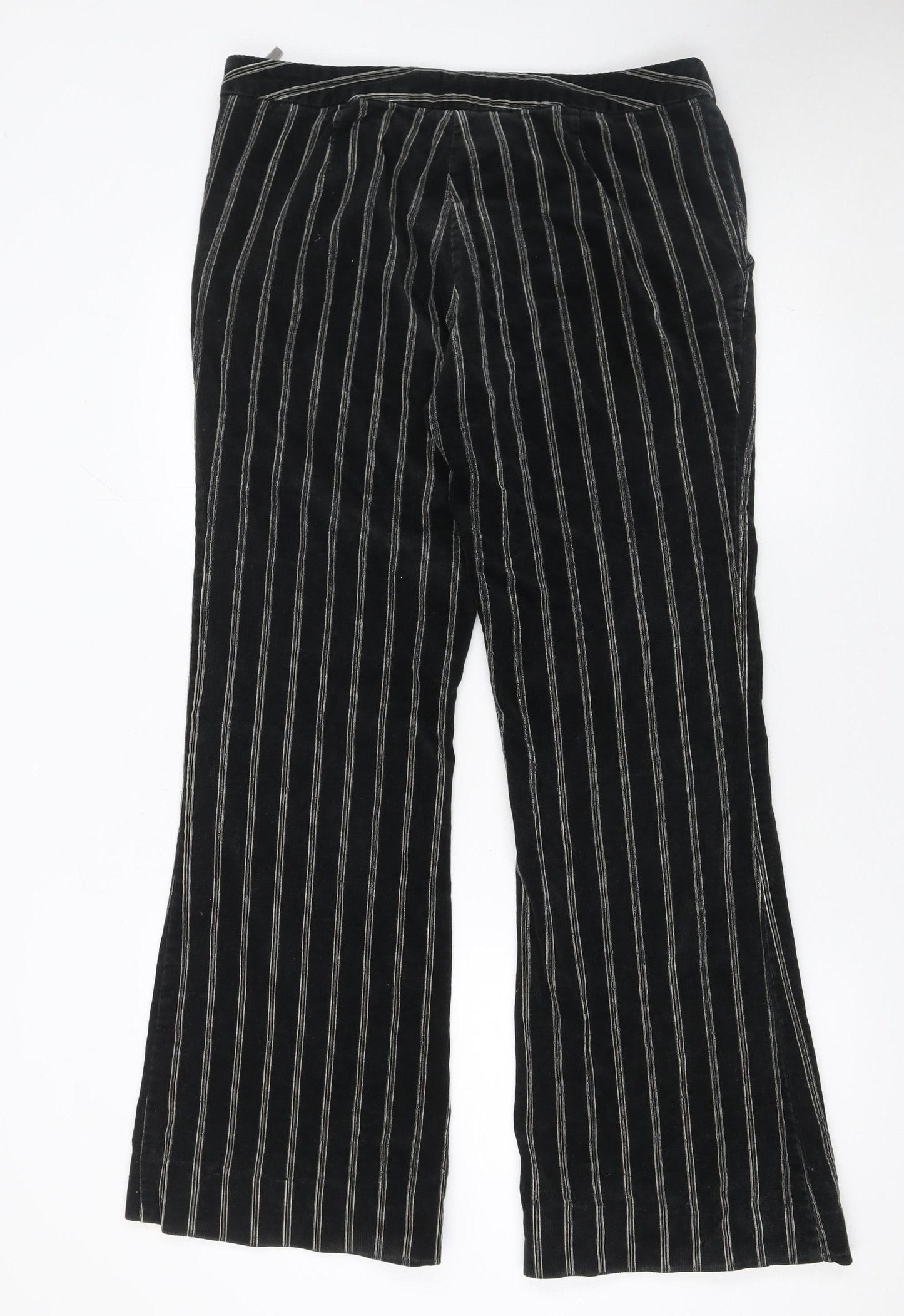 Mexx Women’s Black Striped Corduroy Trousers Size 16 Straight Leg