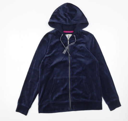 Maine New England Womens Navy Velour Full Zip Hoodie Size 12