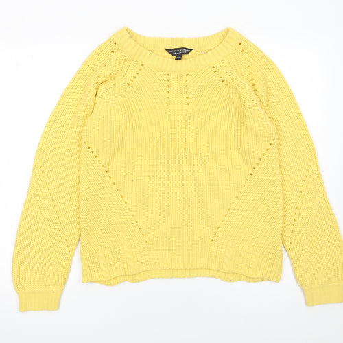 Dorothy Perkins Women’s Yellow Chunky Knit Crew Neck Jumper Size 10