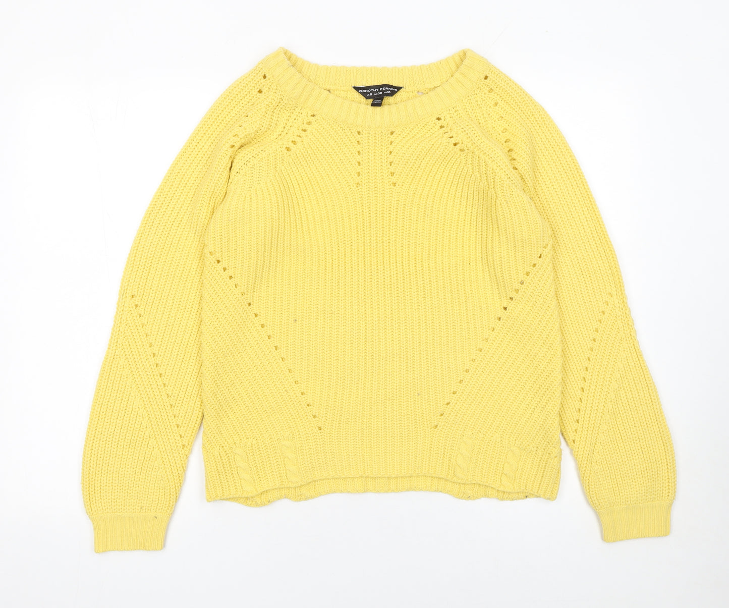 Dorothy Perkins Women’s Yellow Chunky Knit Crew Neck Jumper Size 10
