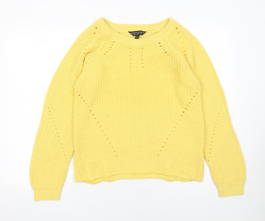 Dorothy Perkins Women’s Yellow Chunky Knit Crew Neck Jumper Size 10