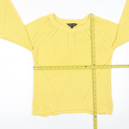 Dorothy Perkins Women’s Yellow Chunky Knit Crew Neck Jumper Size 10